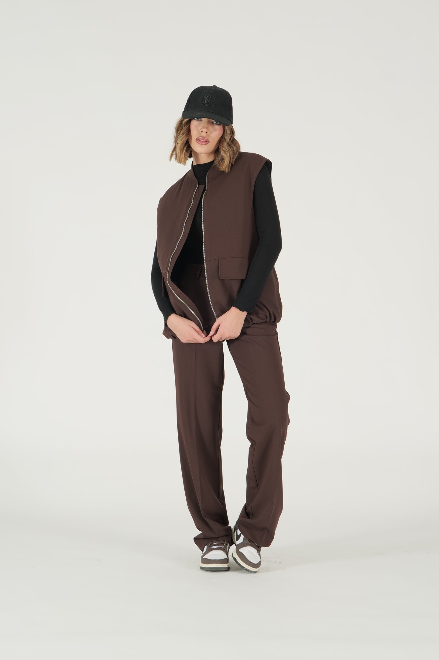 Gilet lungo con zip
