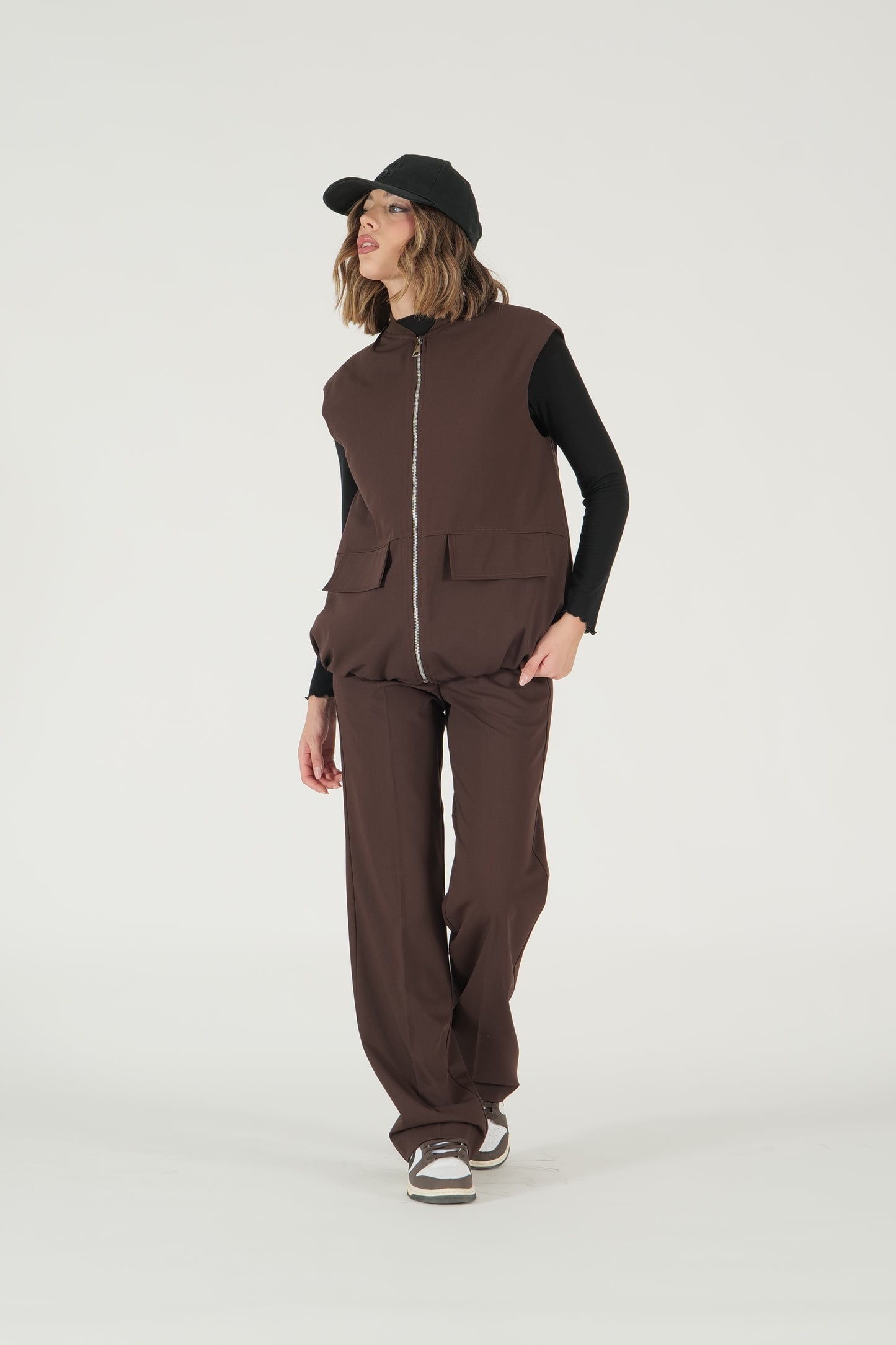 Gilet lungo con zip
