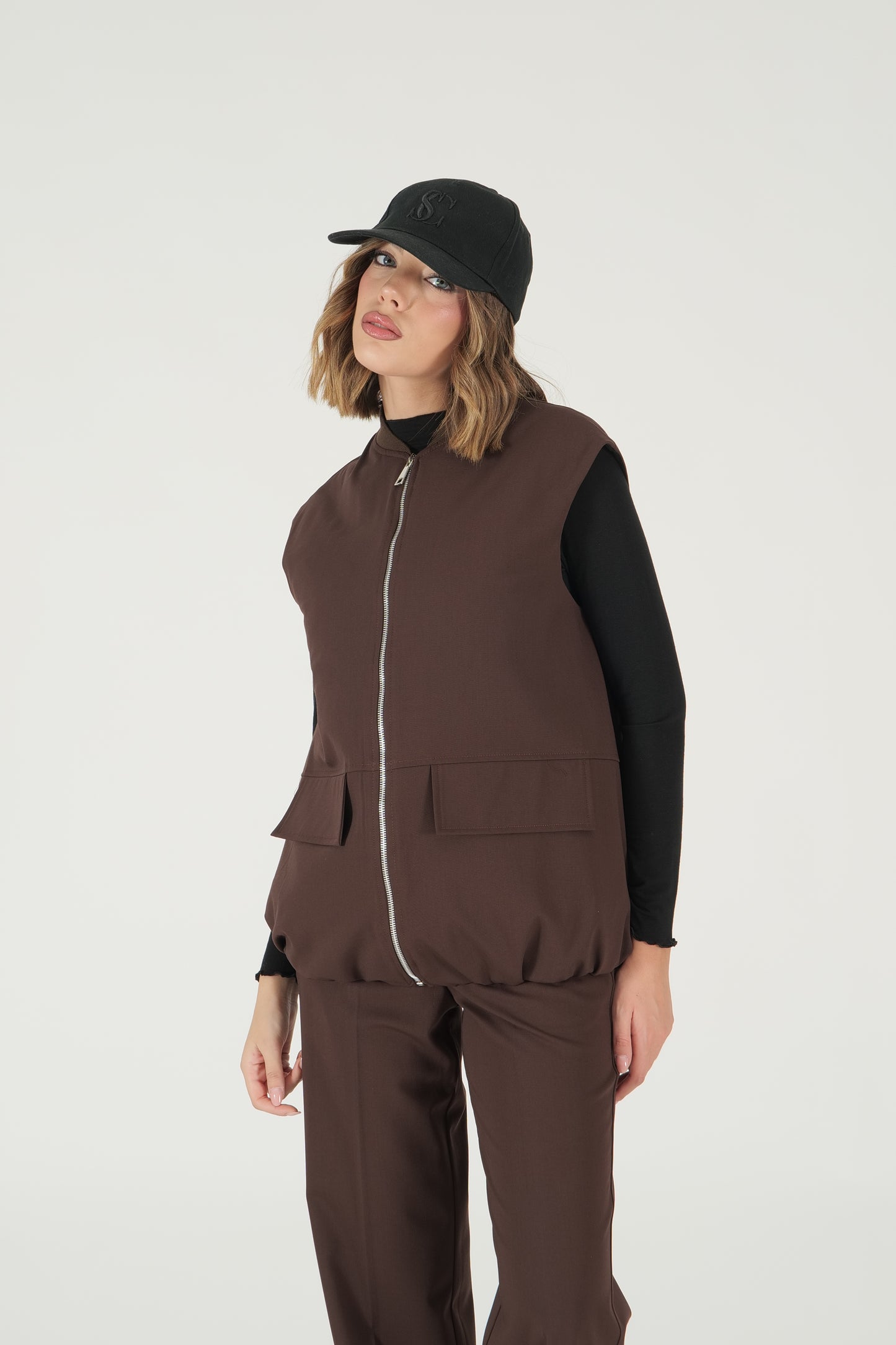Gilet lungo con zip