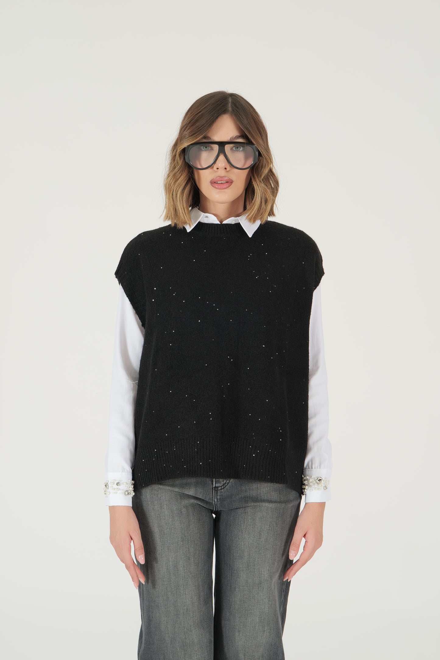 Gilet con micro paillettes