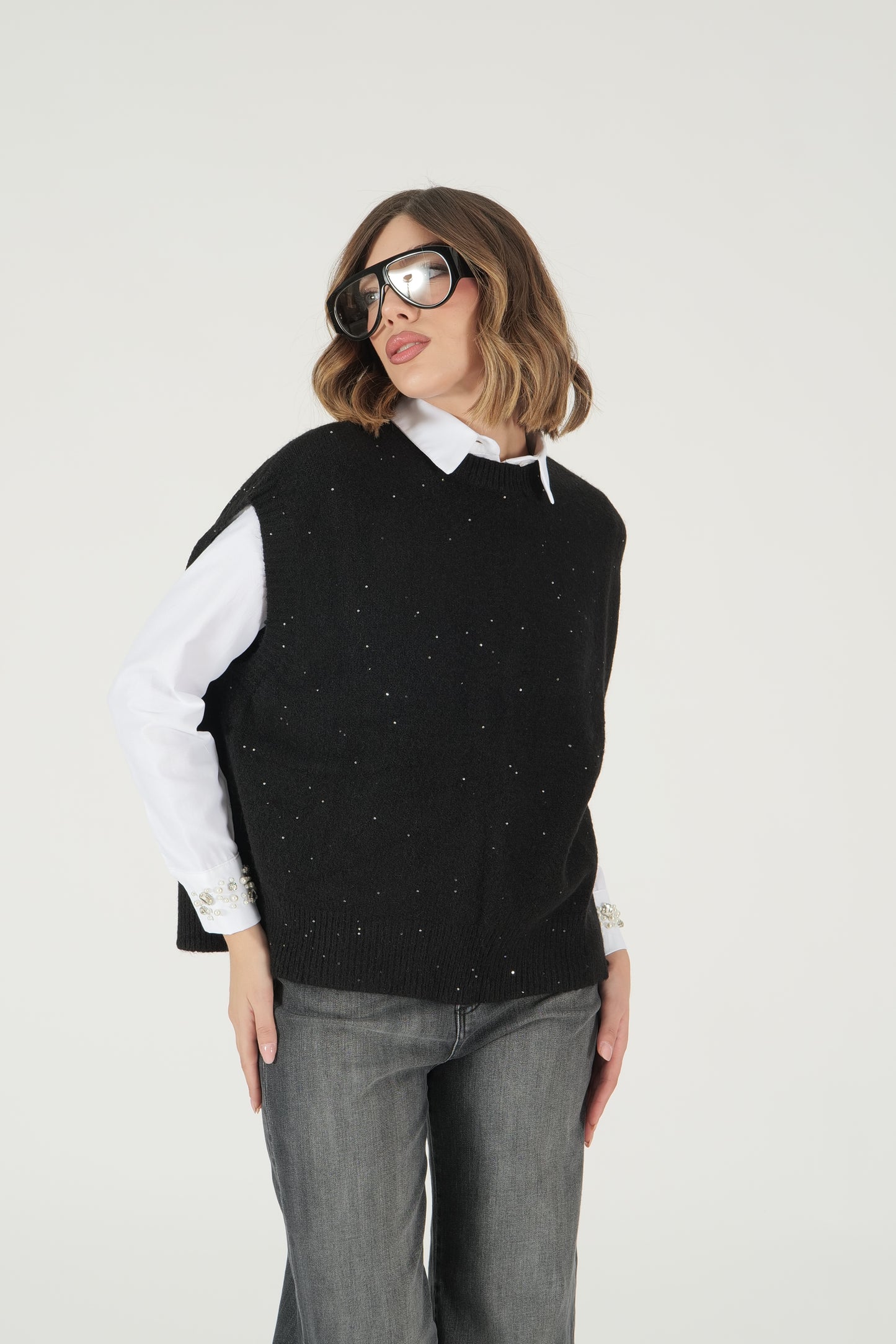 Gilet con micro paillettes