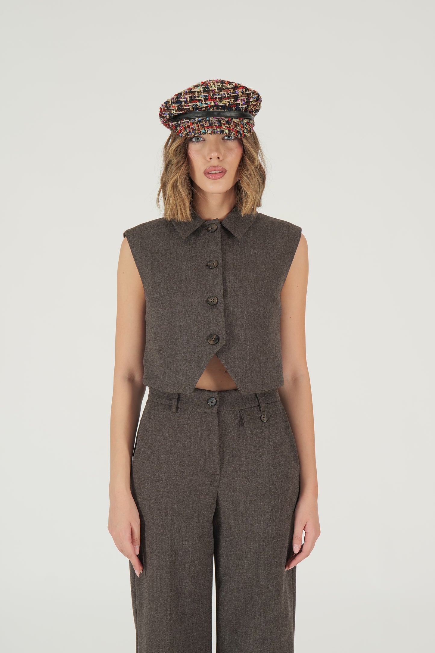 Gilet monopetto cropped