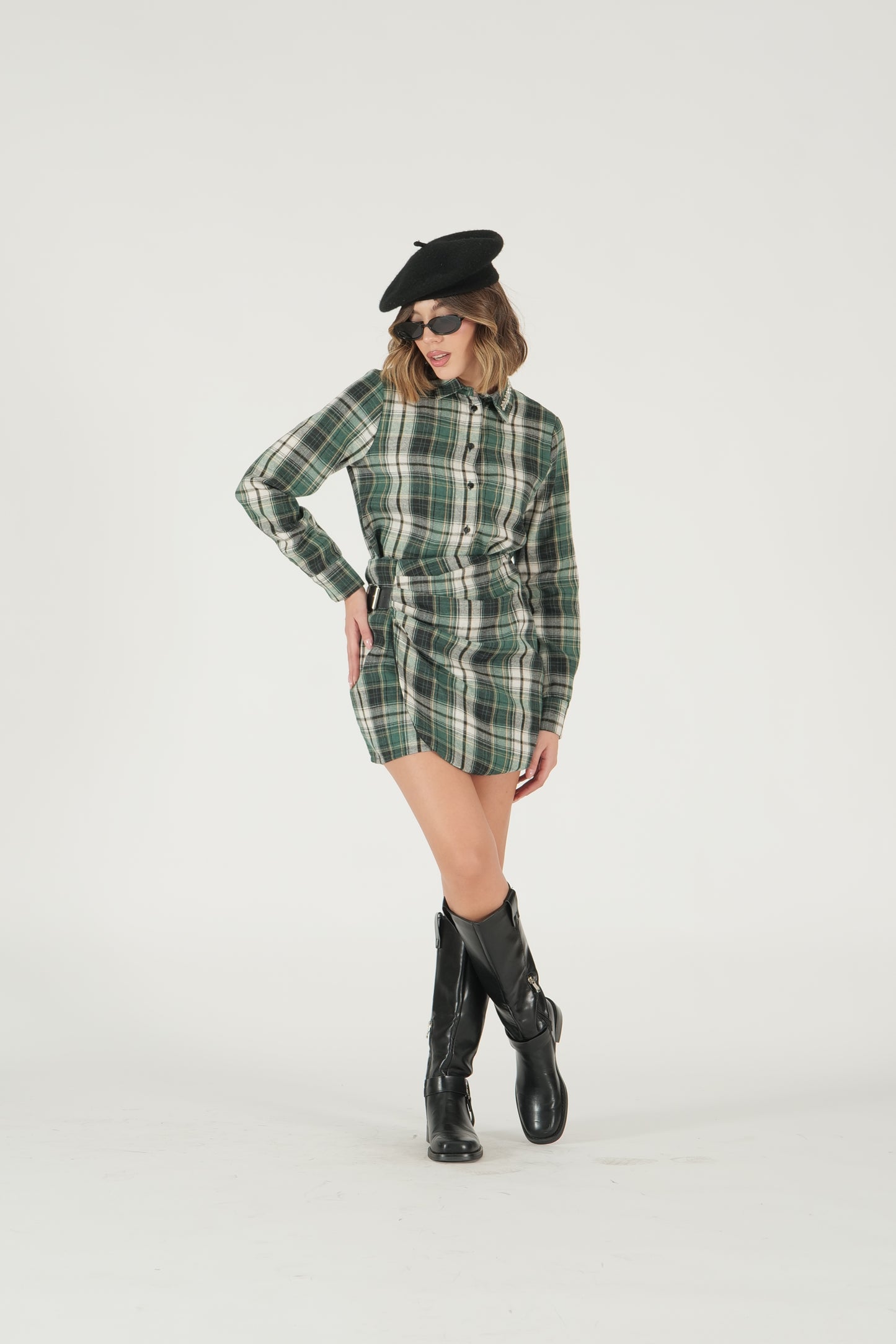 Camicia cropped a quadri