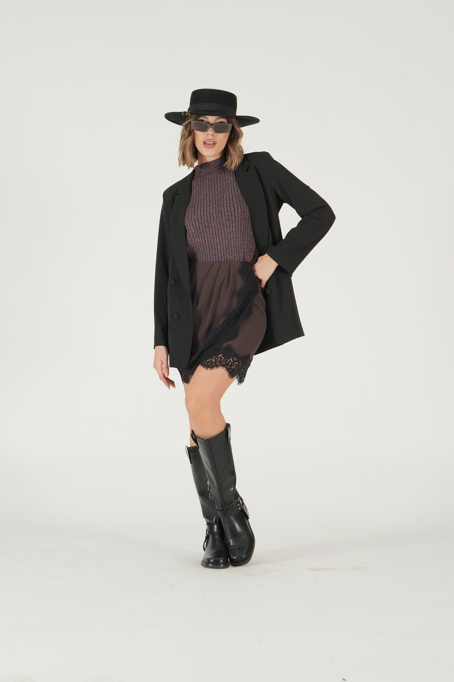 Mini gonna incrocio con pizzo