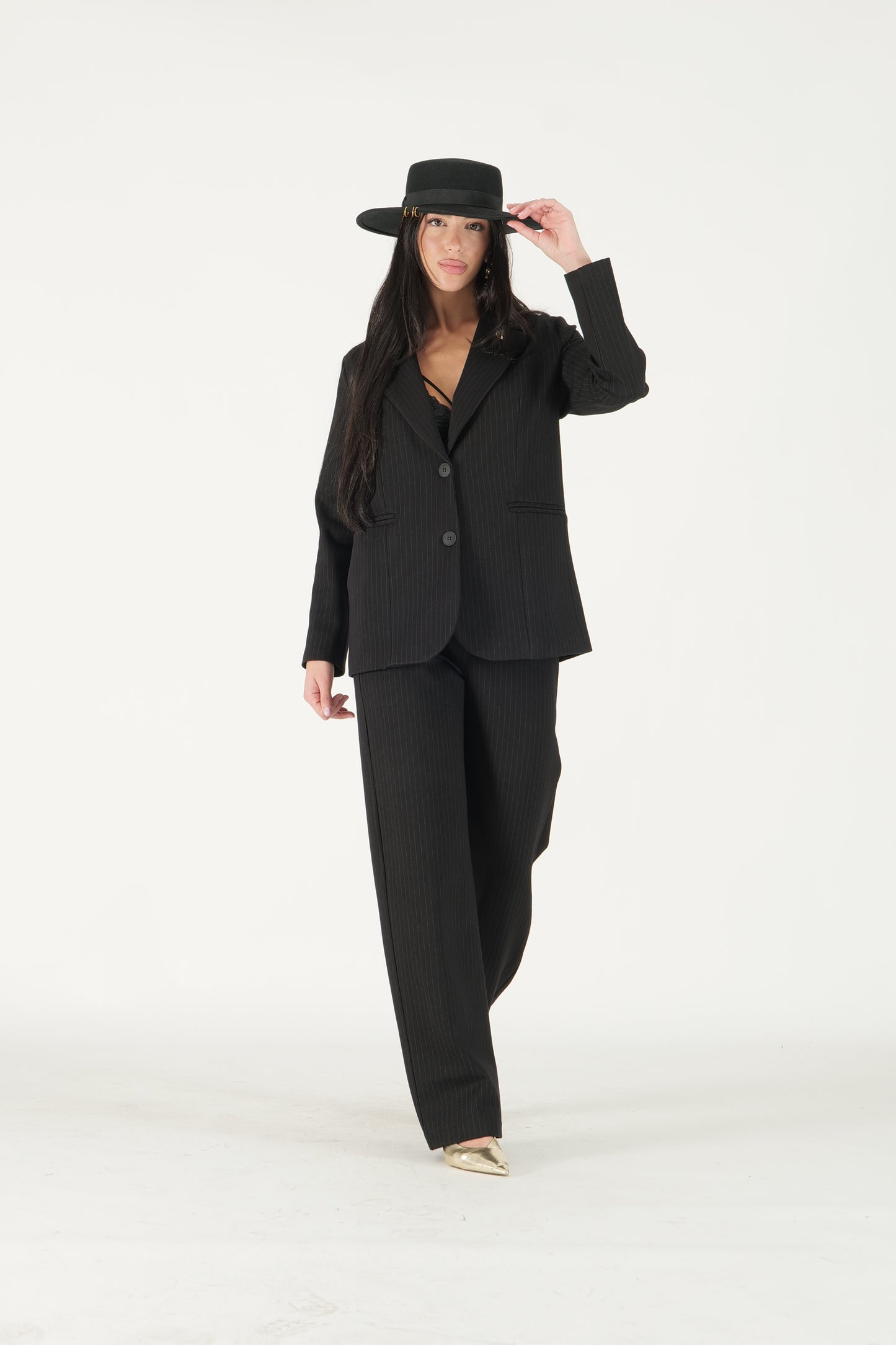 Giacca gessata monopetto