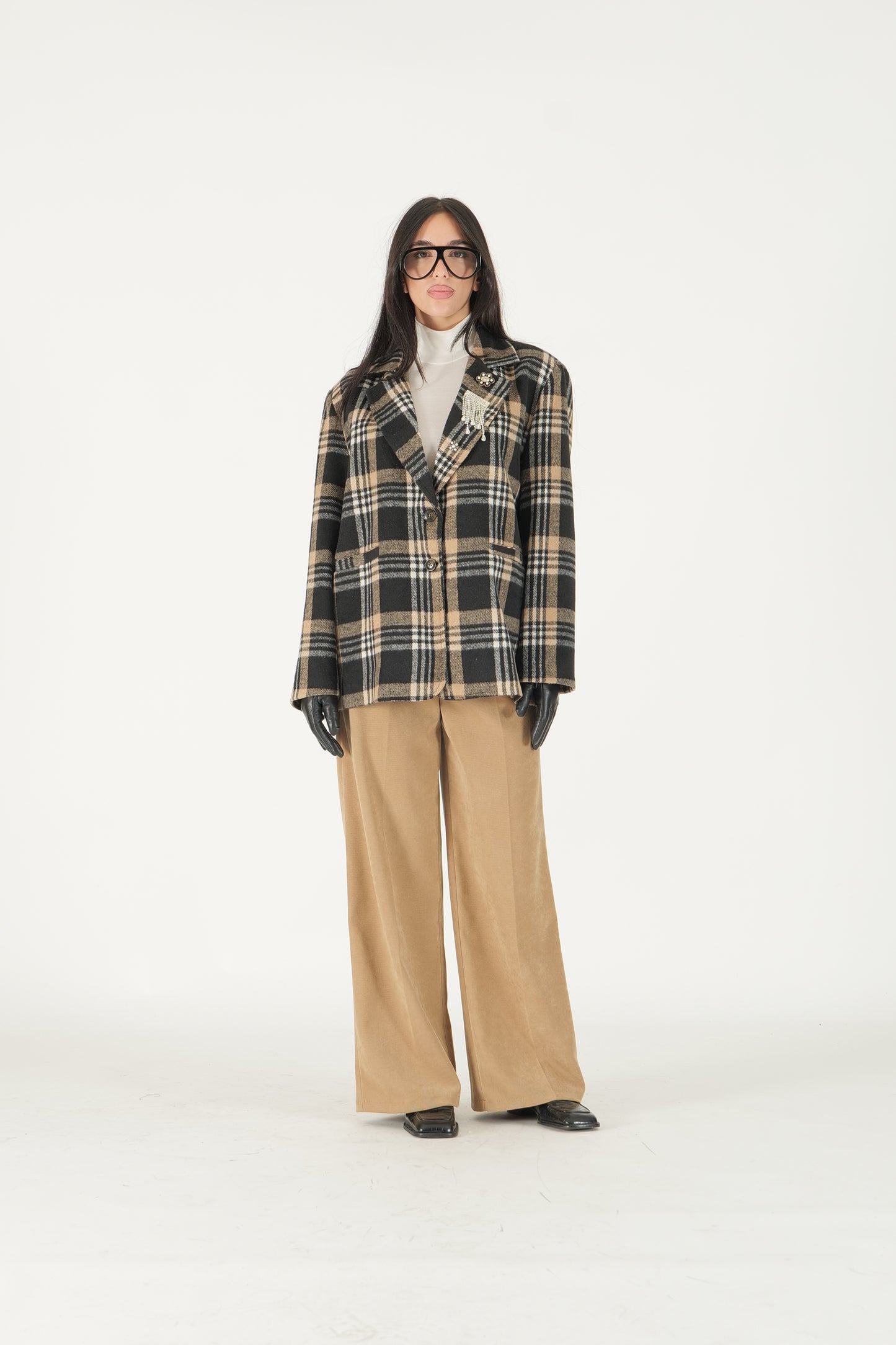 Blazer a quadri con applicazioni