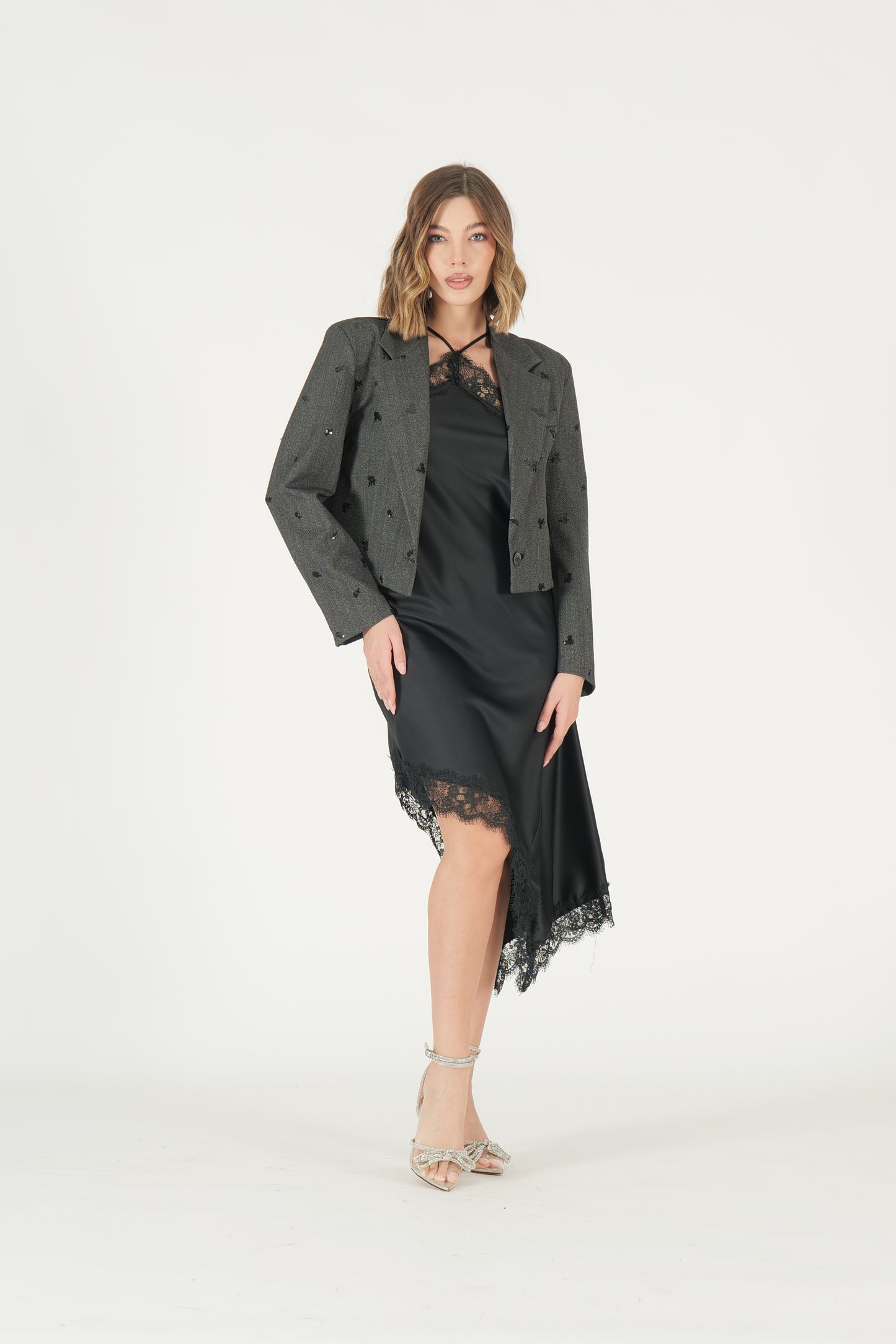 Giacca cropped con paillettes