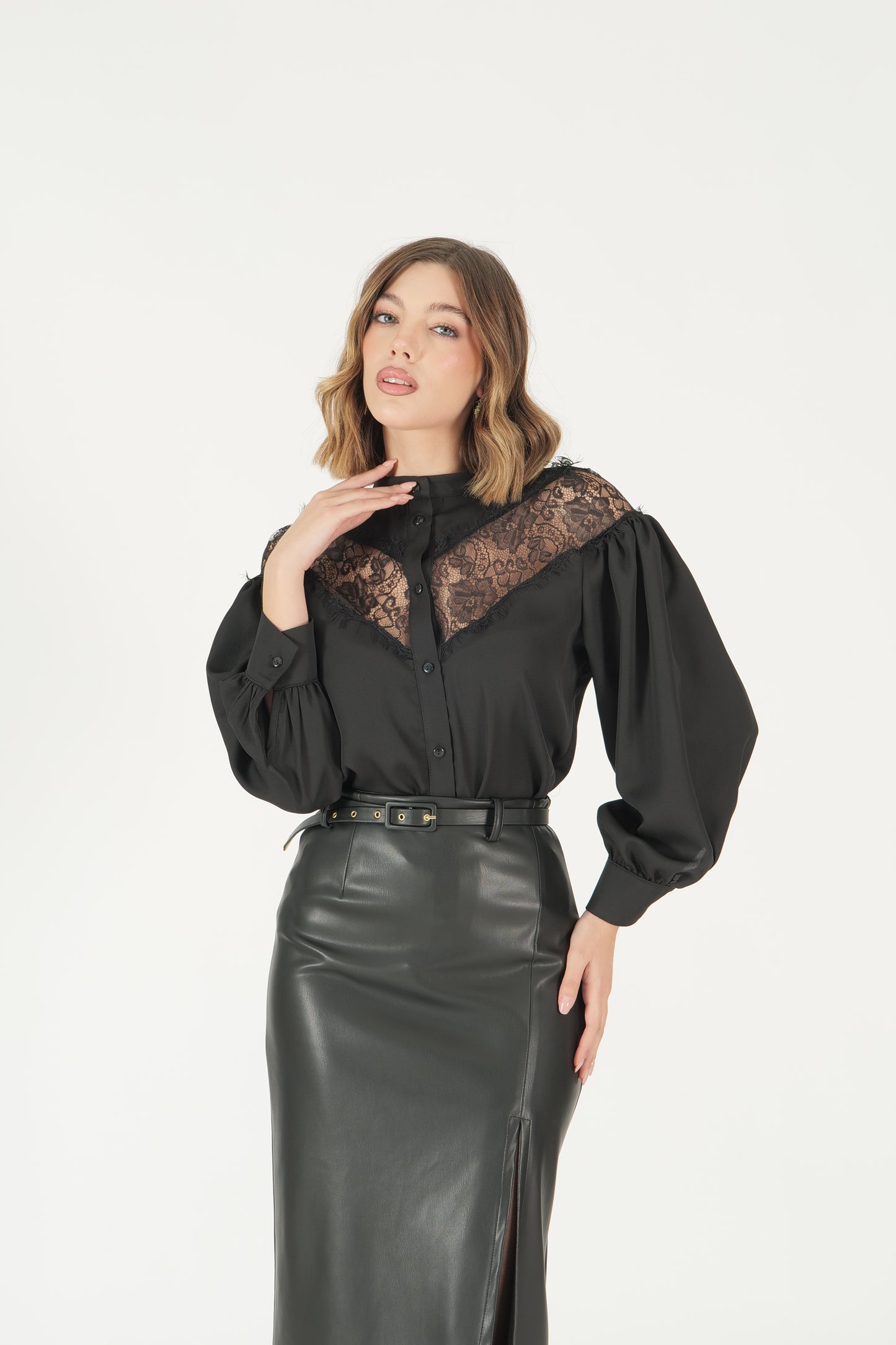 Camicia con dettaglio pizzo