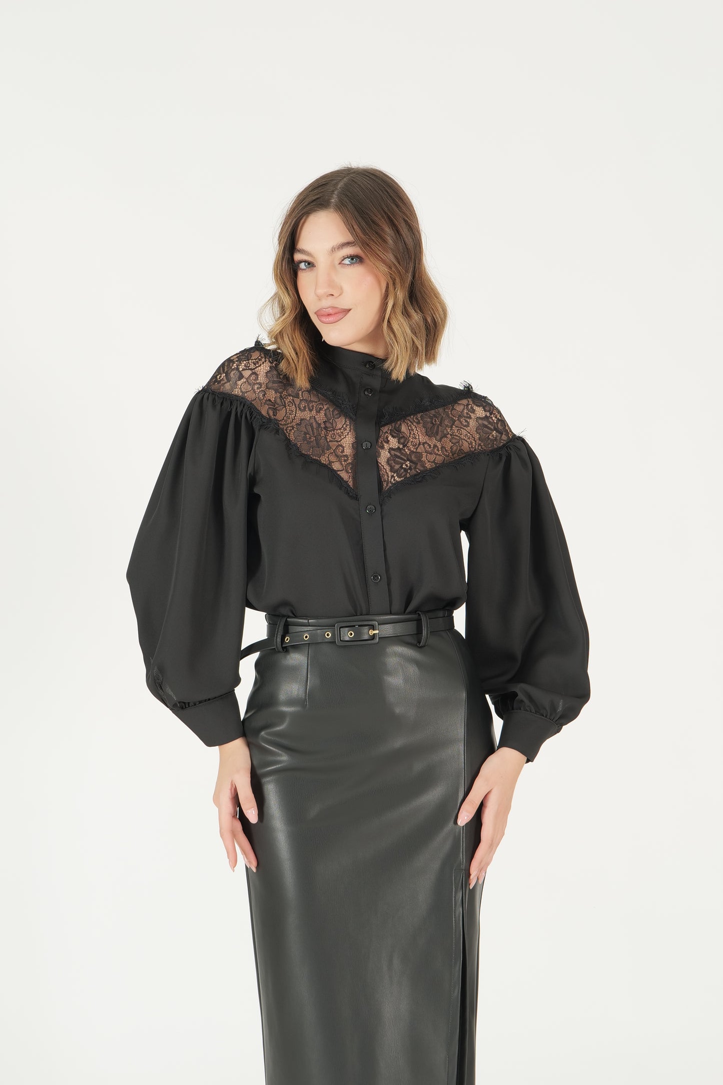 Camicia con dettaglio pizzo