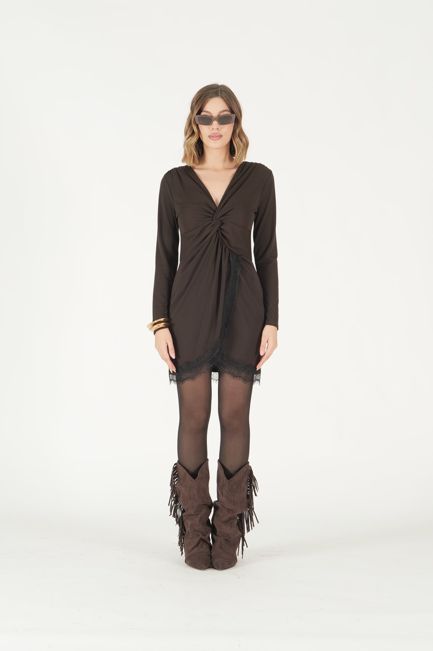 Abito incrocio con pizzo