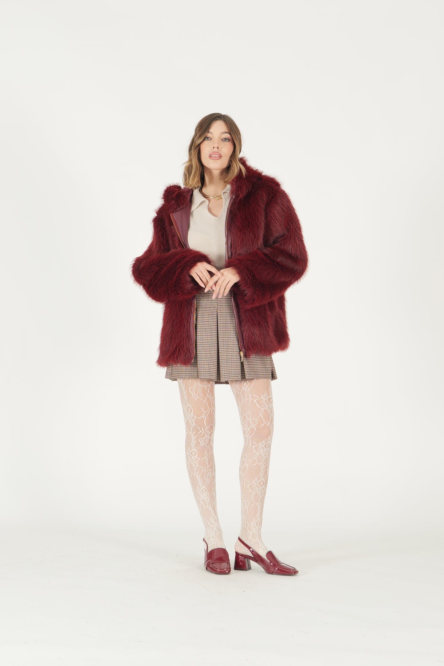 Eco pelliccia con zip