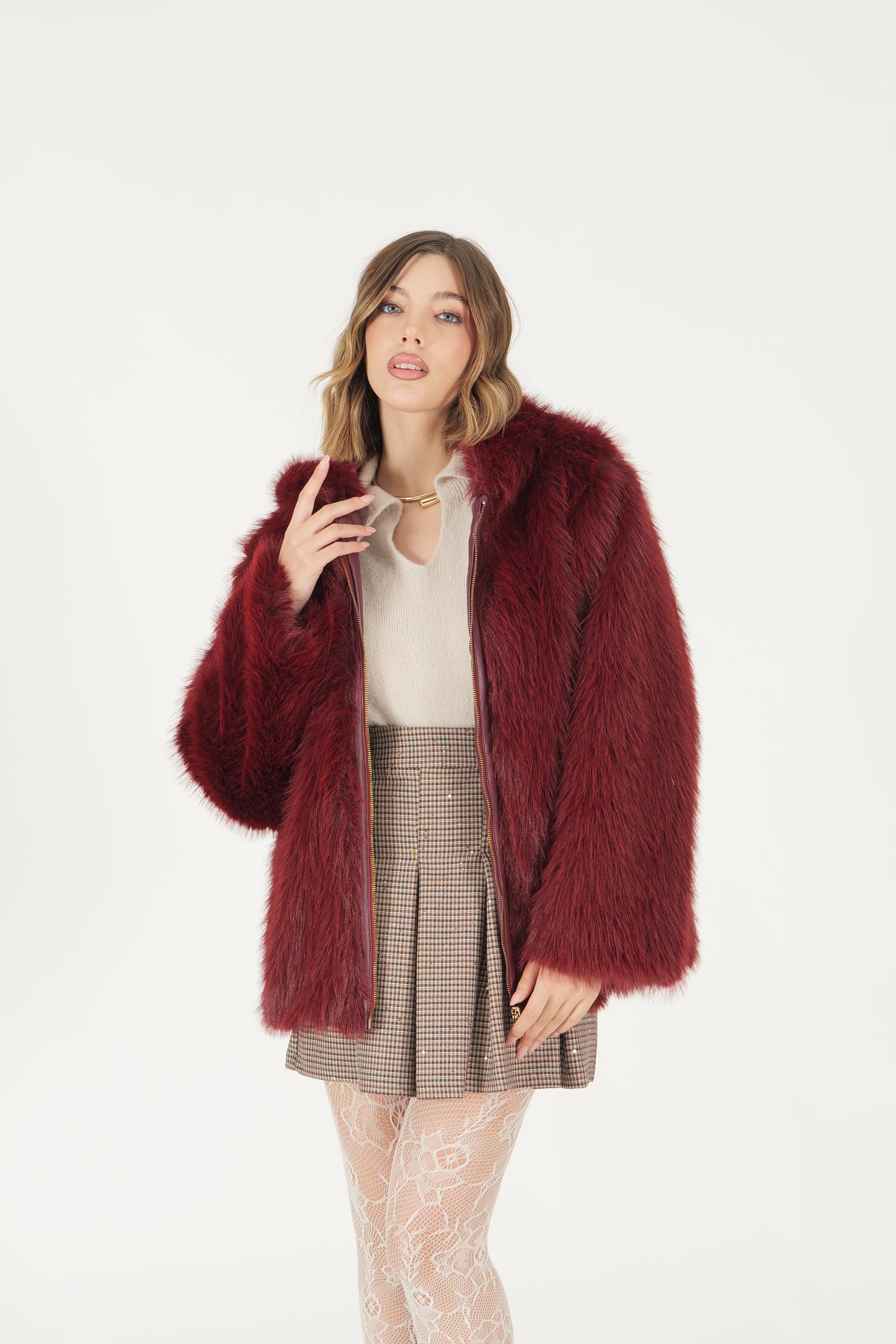 Eco pelliccia con zip