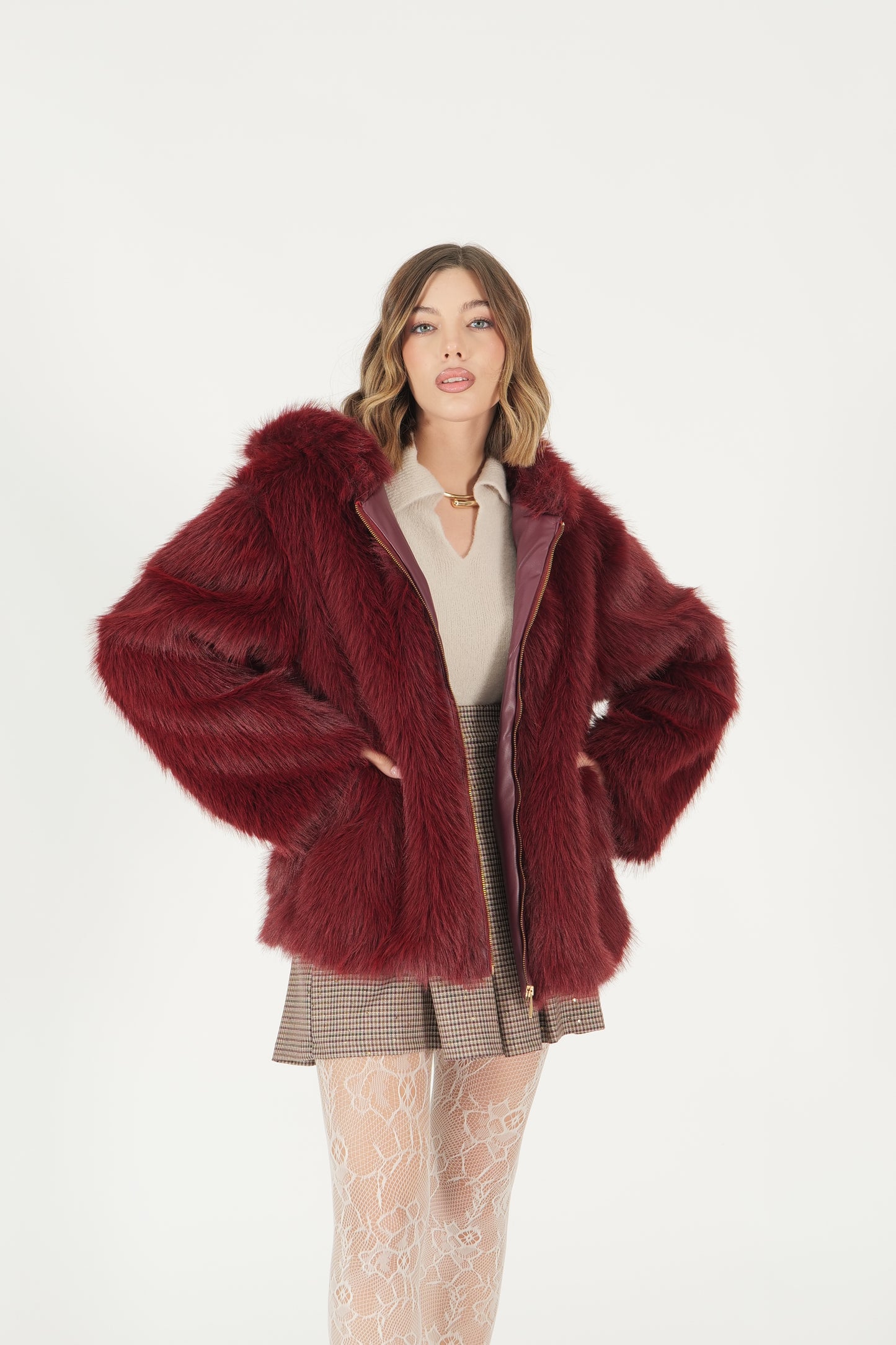 Eco pelliccia con zip