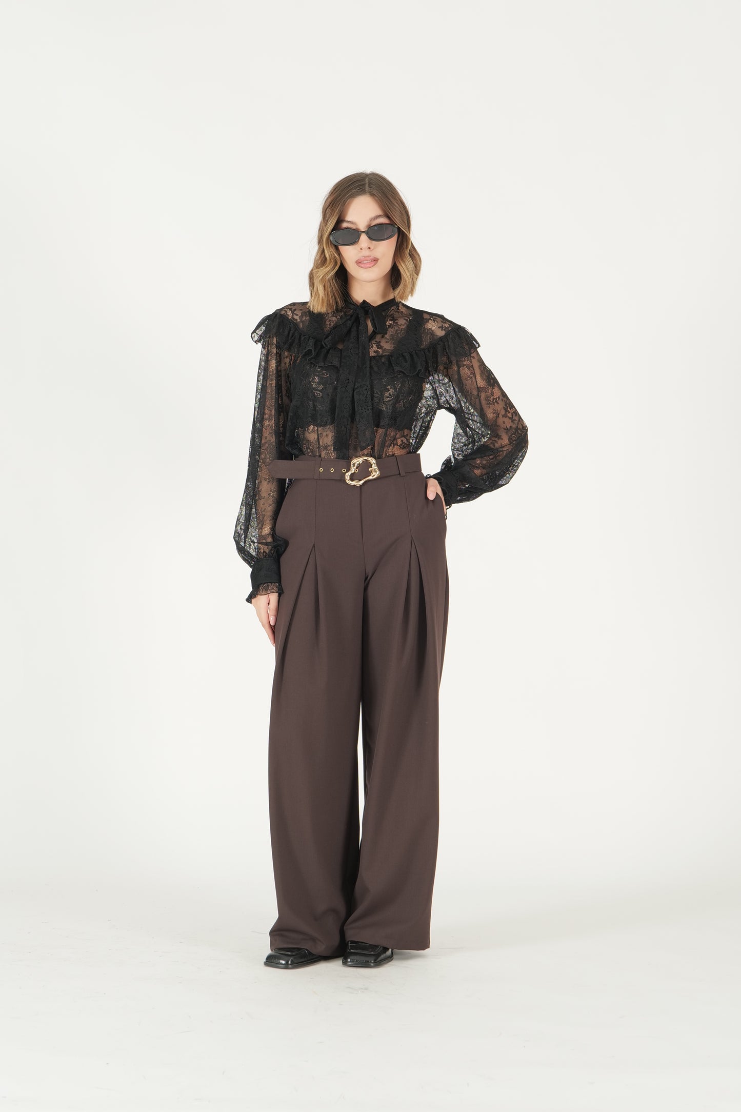 Pantalone palazzo con pinces
