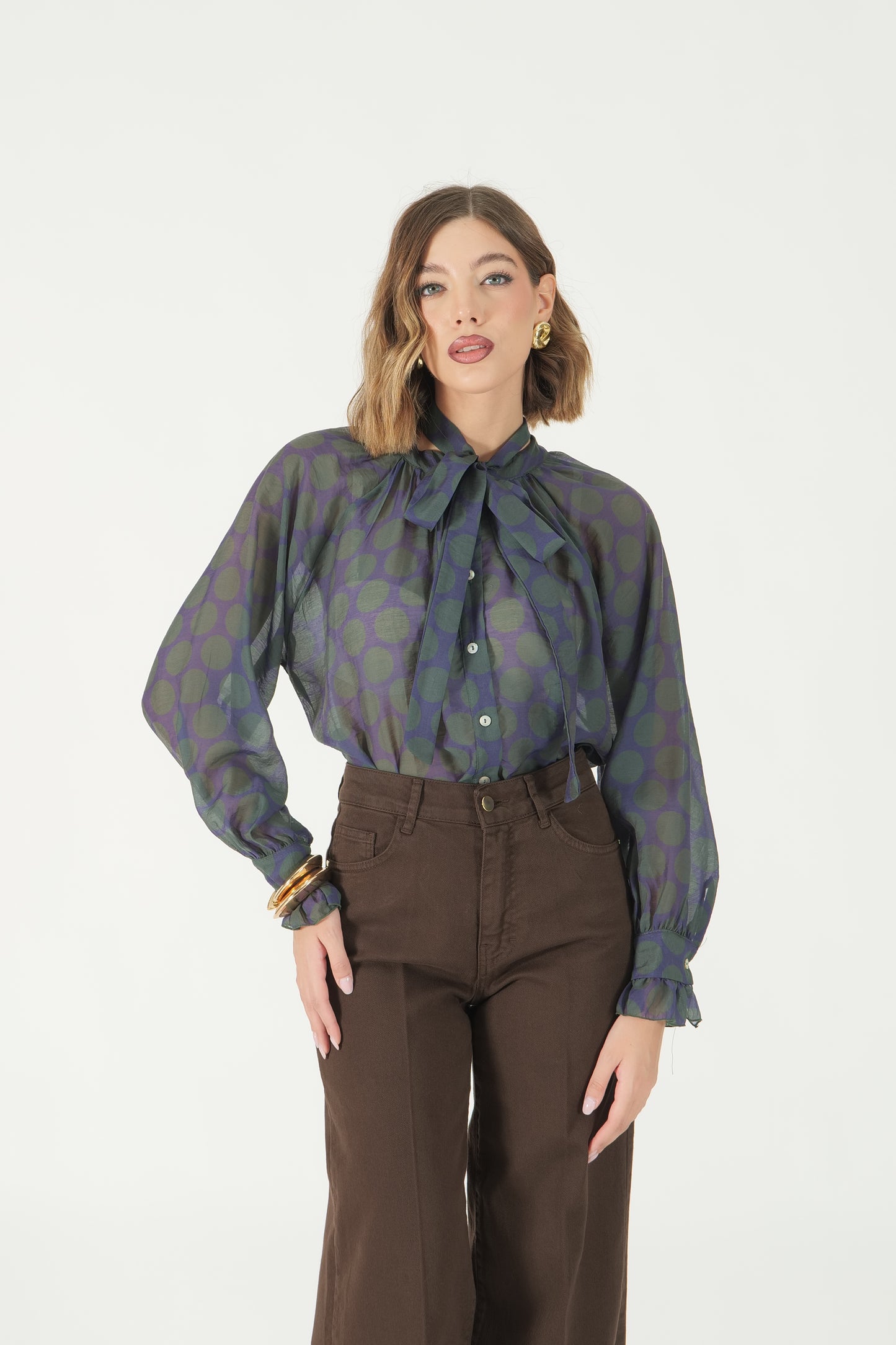Camicia fantasia con fiocco