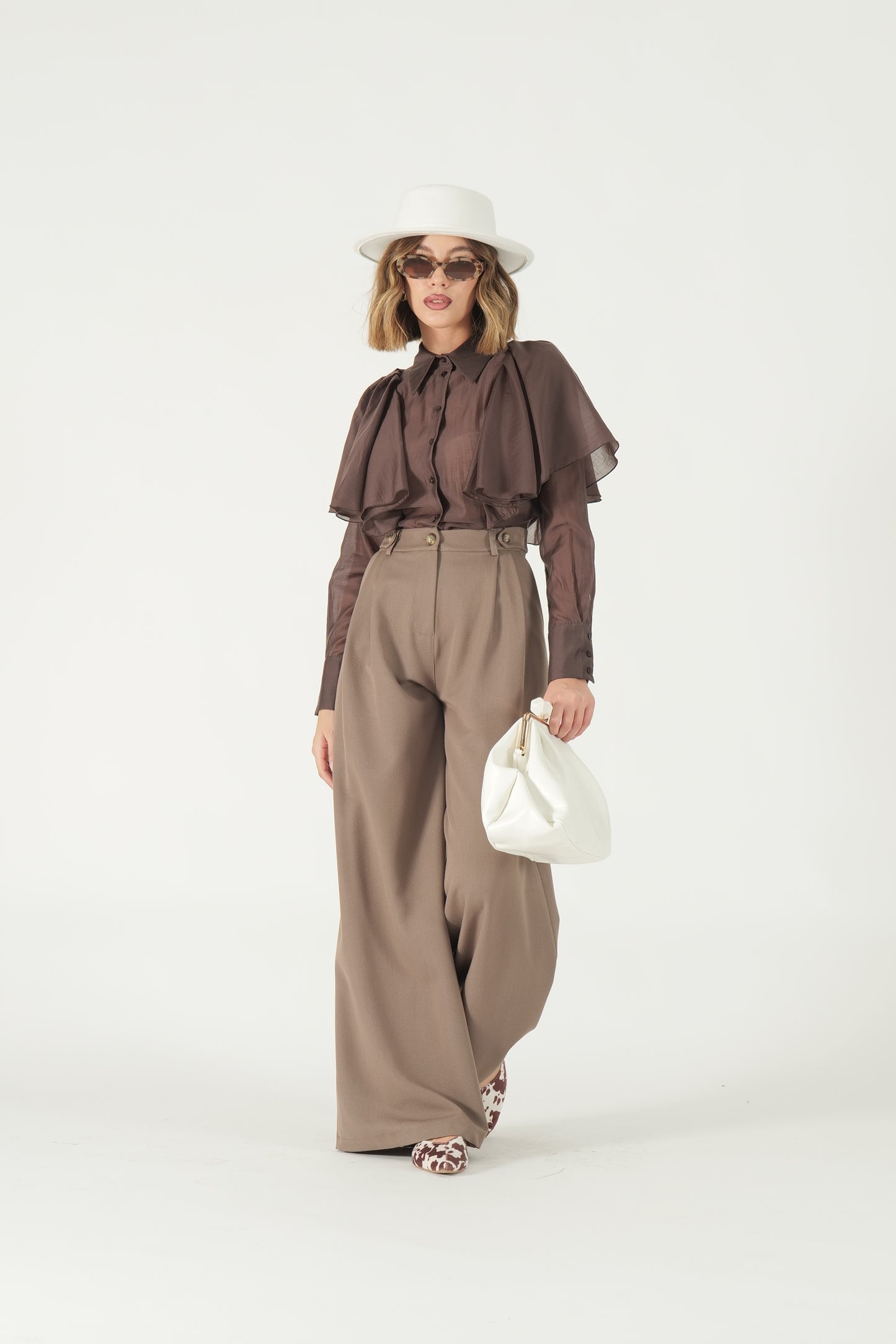 Camicia con volant in voile