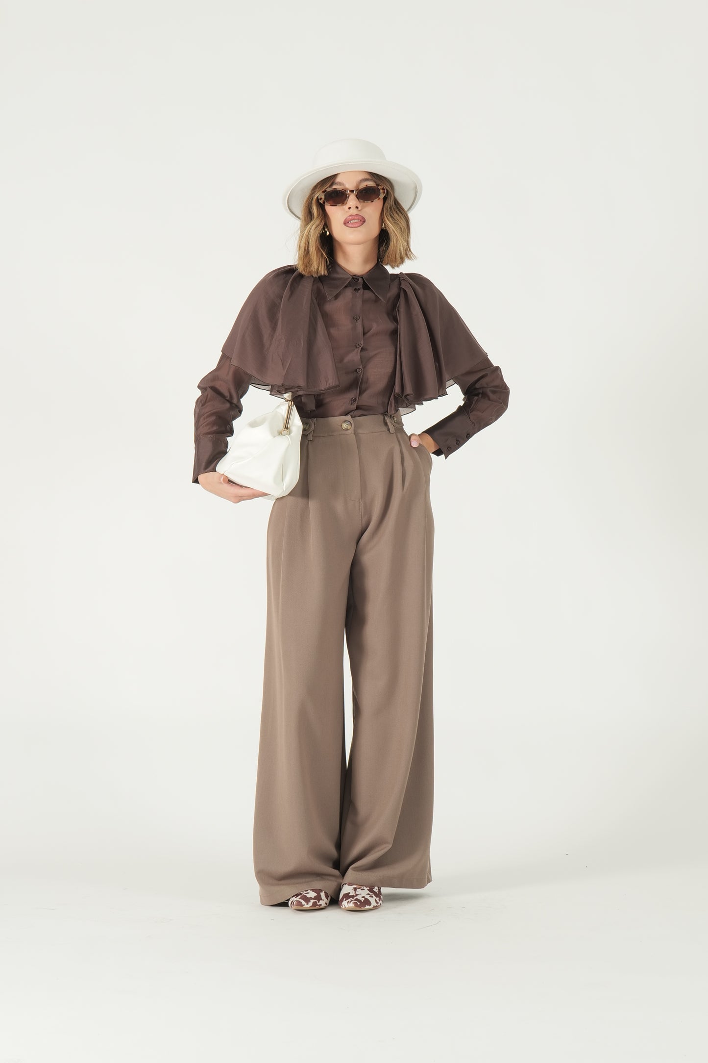 Camicia con volant in voile
