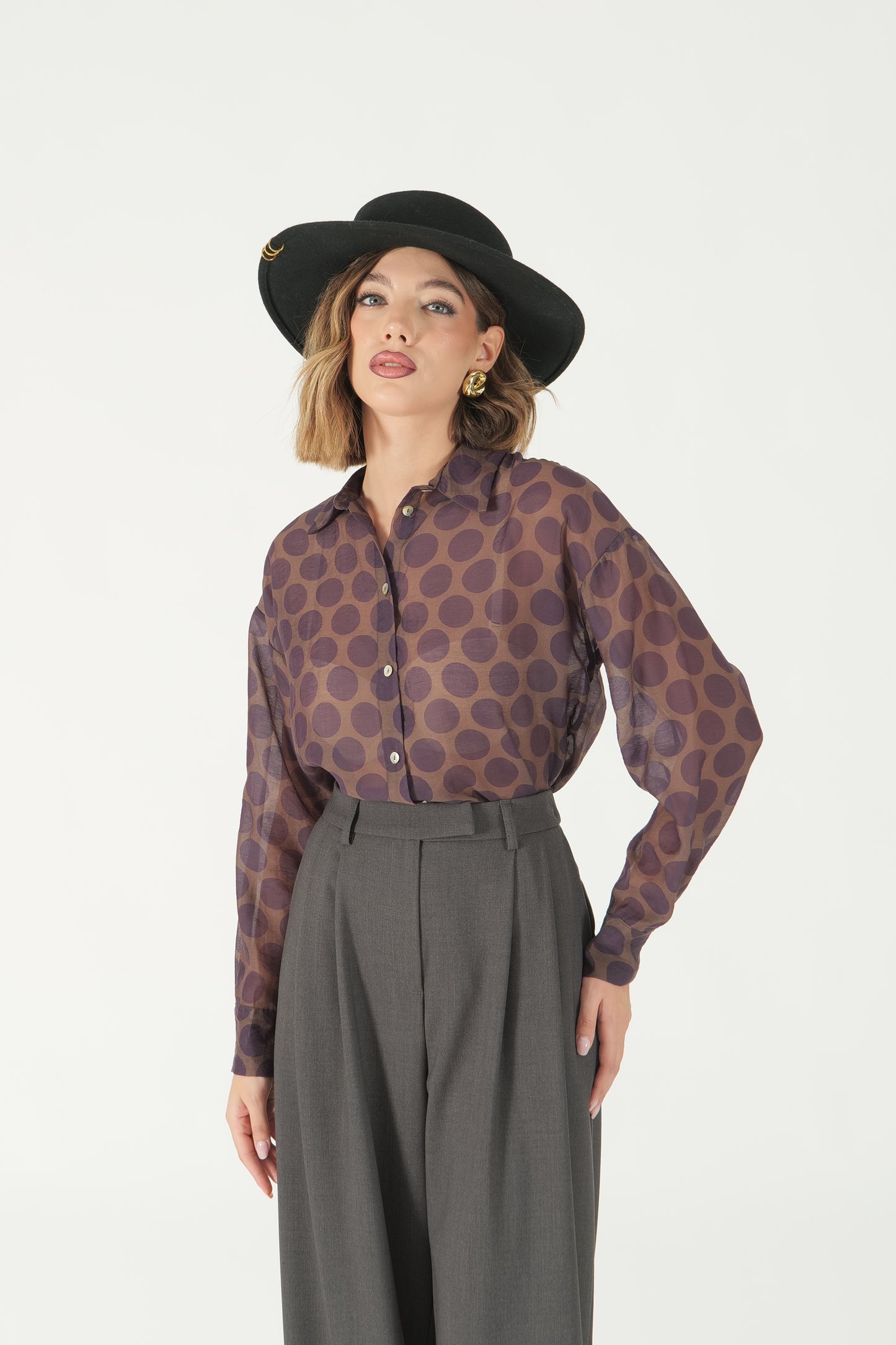 Camicia fantasia con fiocchi retro