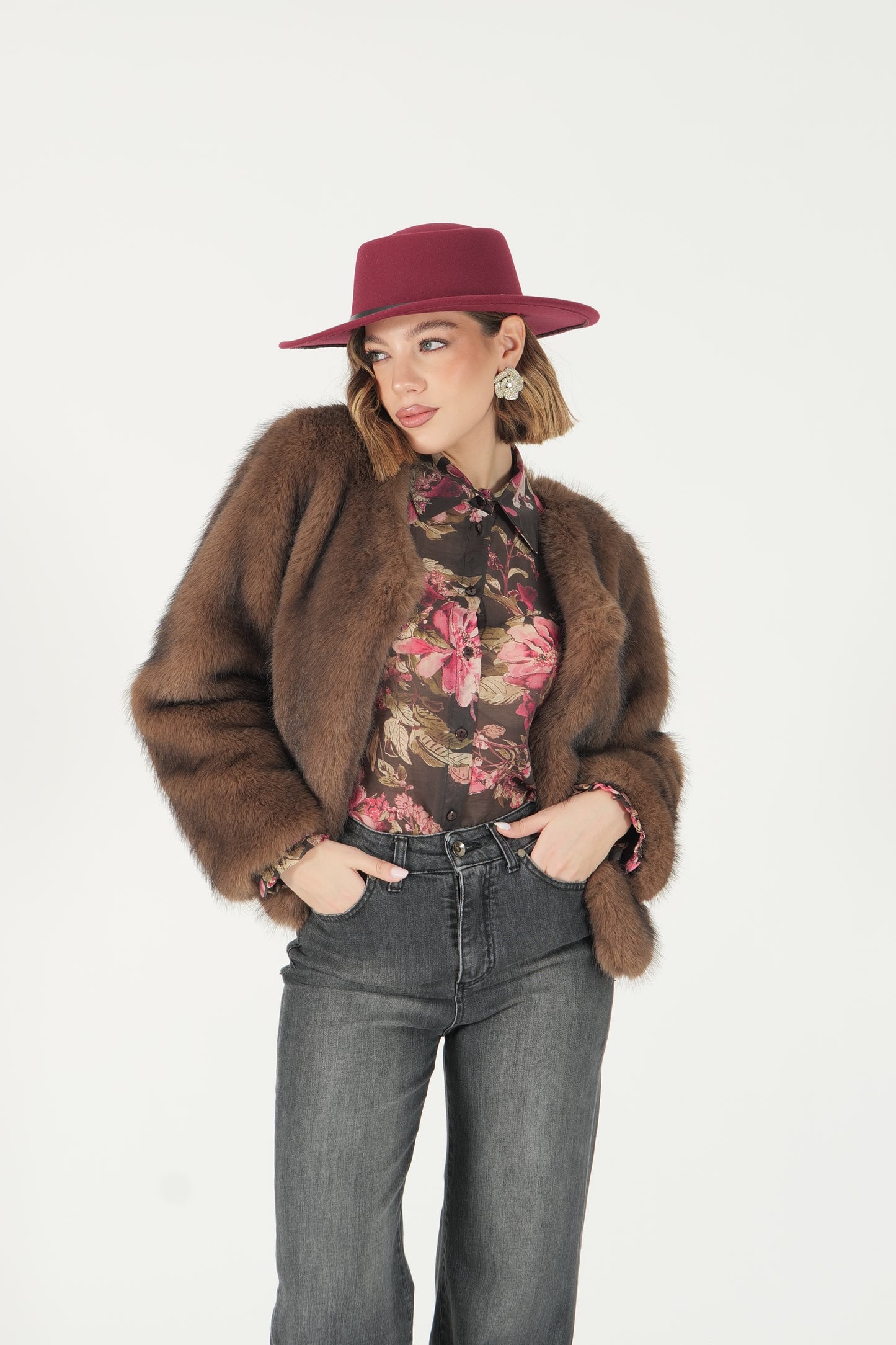 Eco pelliccia girocollo