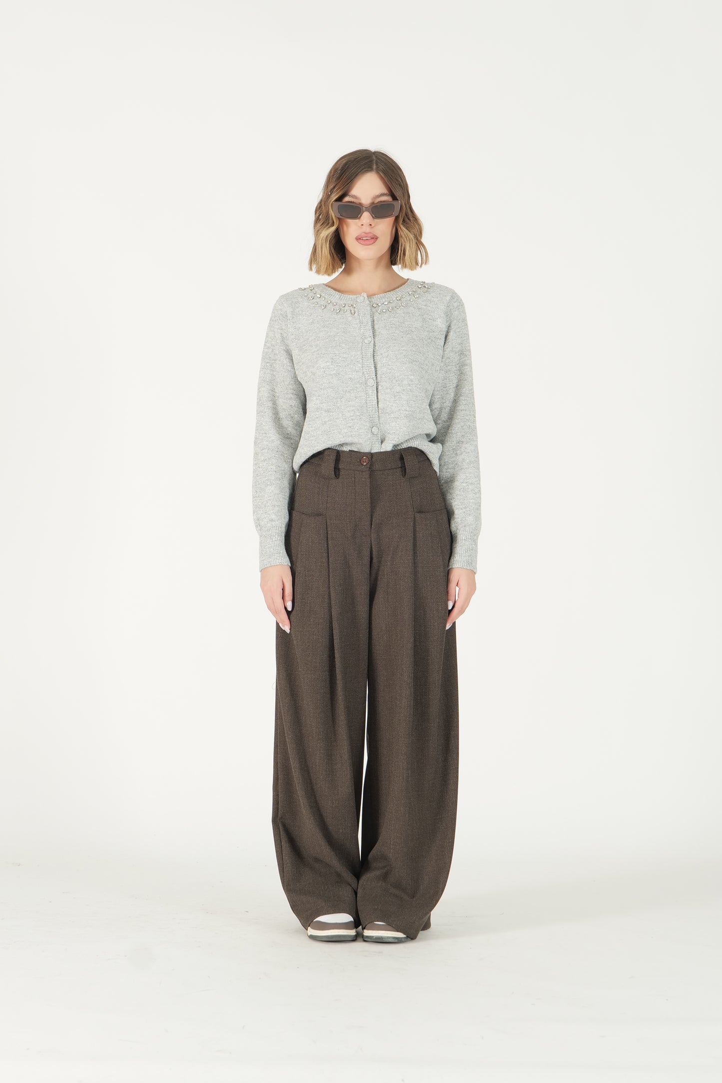 Pantaloni palazzo con pinces