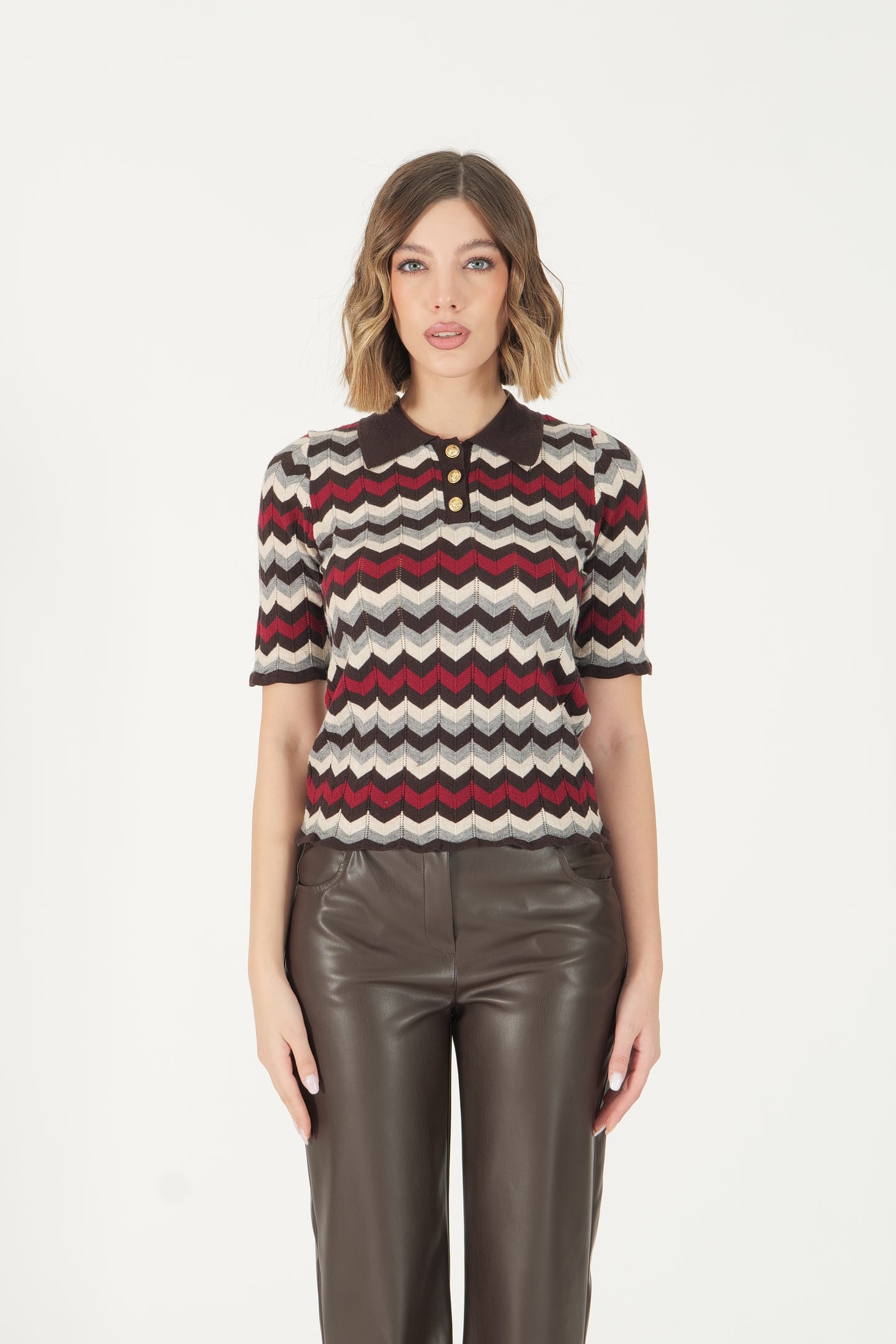 Polo in maglia con motivo chevron