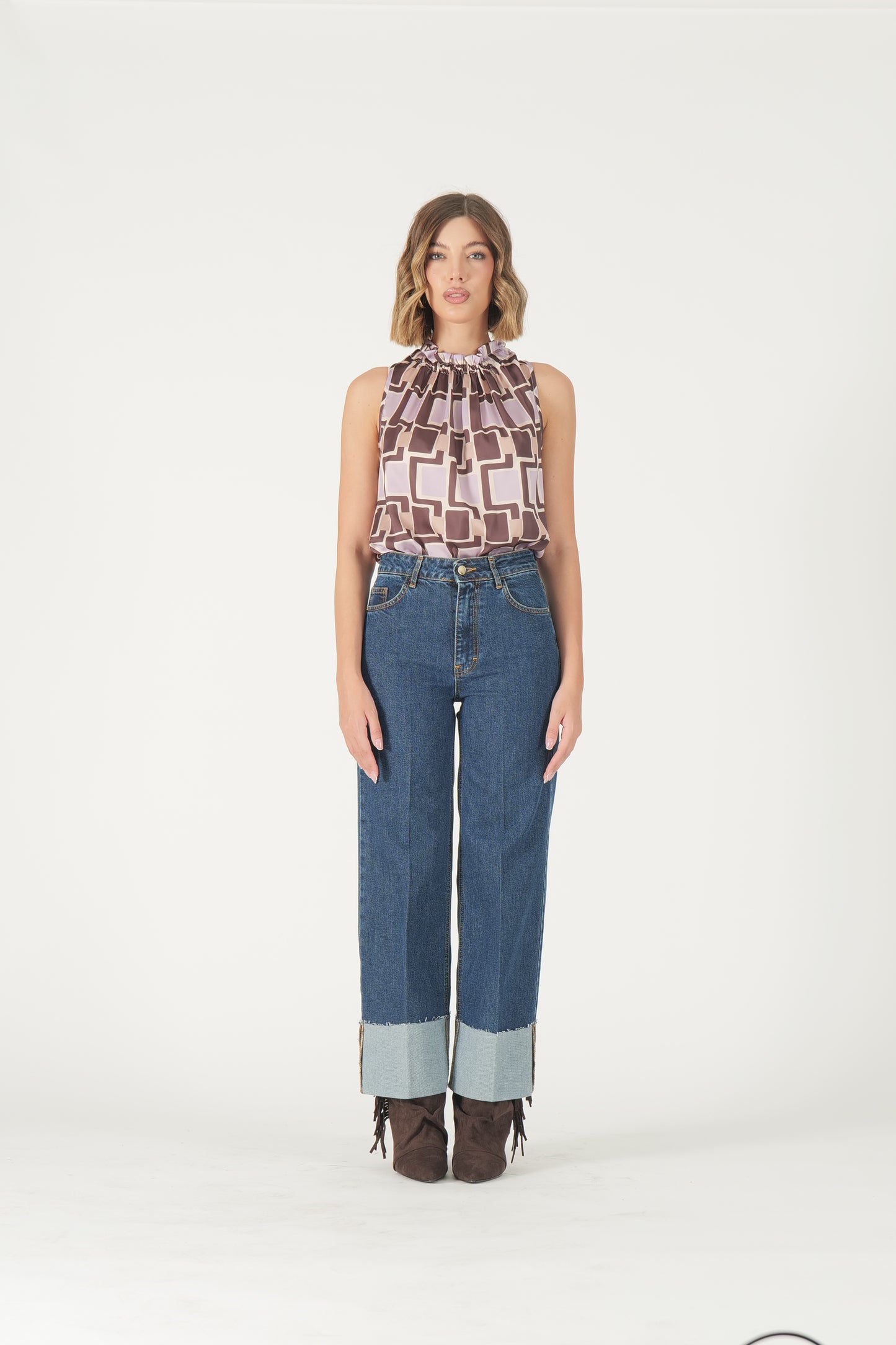 Jeans con risvolto denim