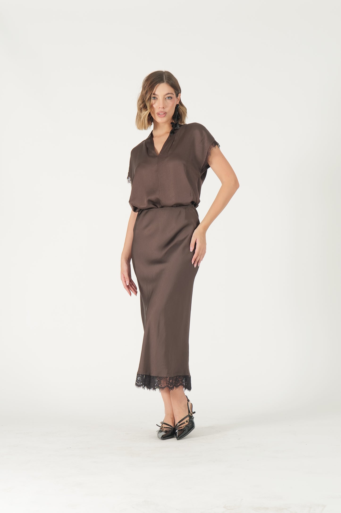 Blusa con dettaglio in pizzo