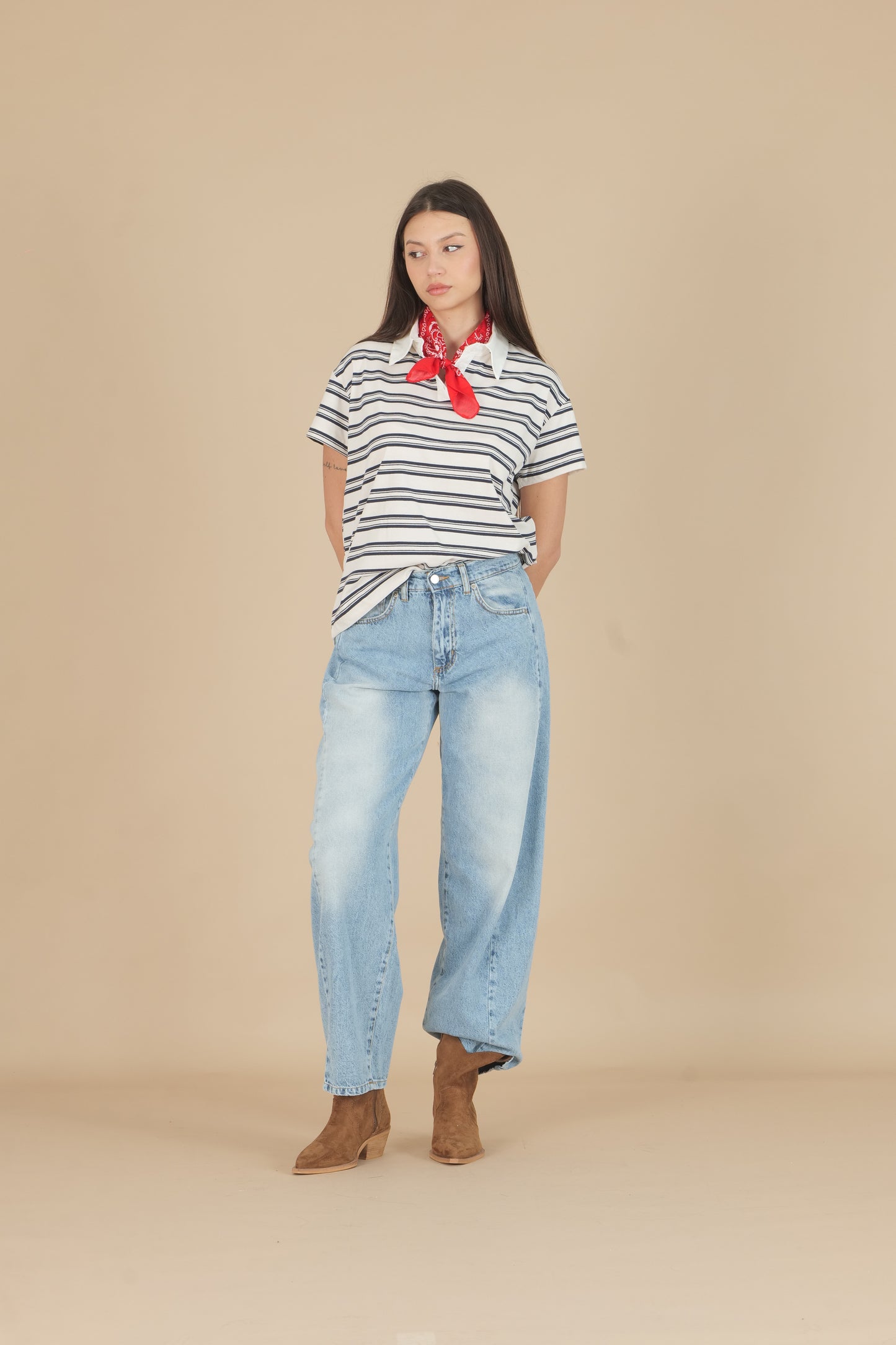 T-shirt polo con riga