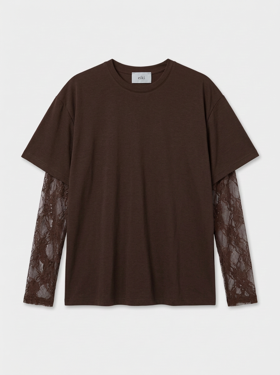T-Shirt con Maniche in Pizzo