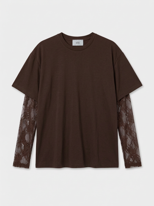 T-Shirt con Maniche in Pizzo