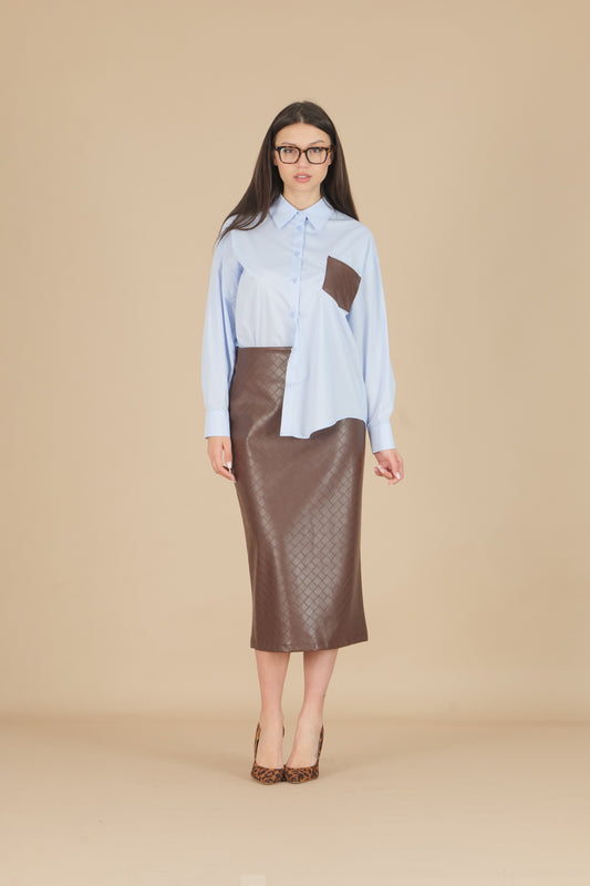 Gonna midi in ecopelle