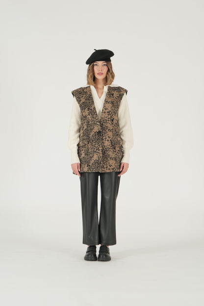 Gilet lungo animalier monopetto