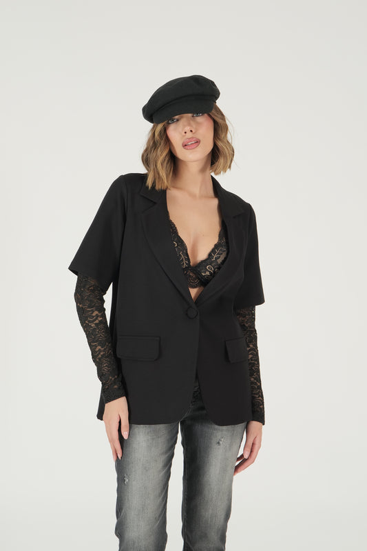 Blazer over con maniche in pizzo