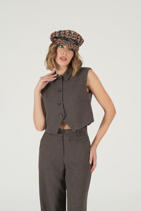 Gilet monopetto cropped