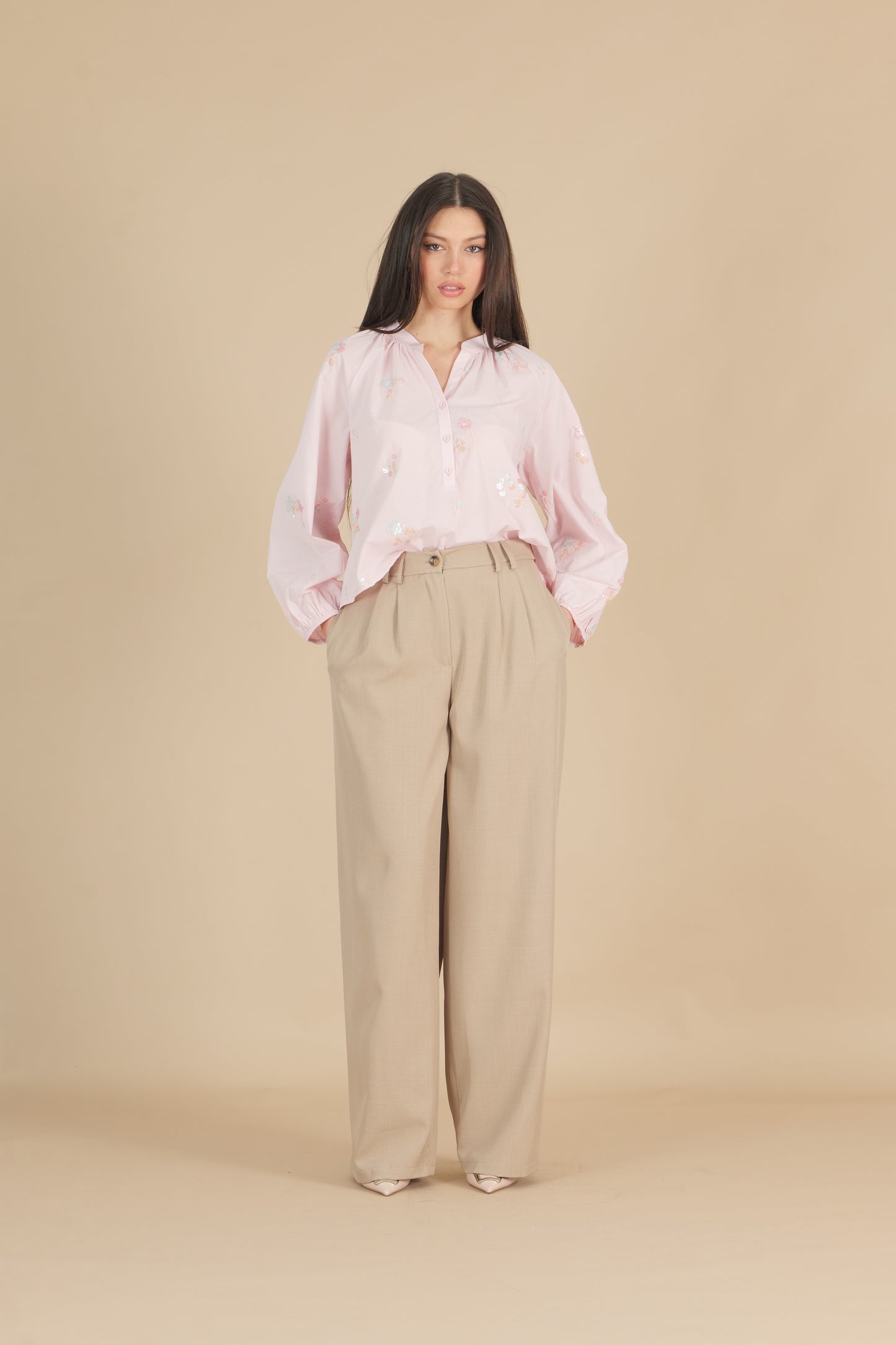 Camicia con ricamo paillettes