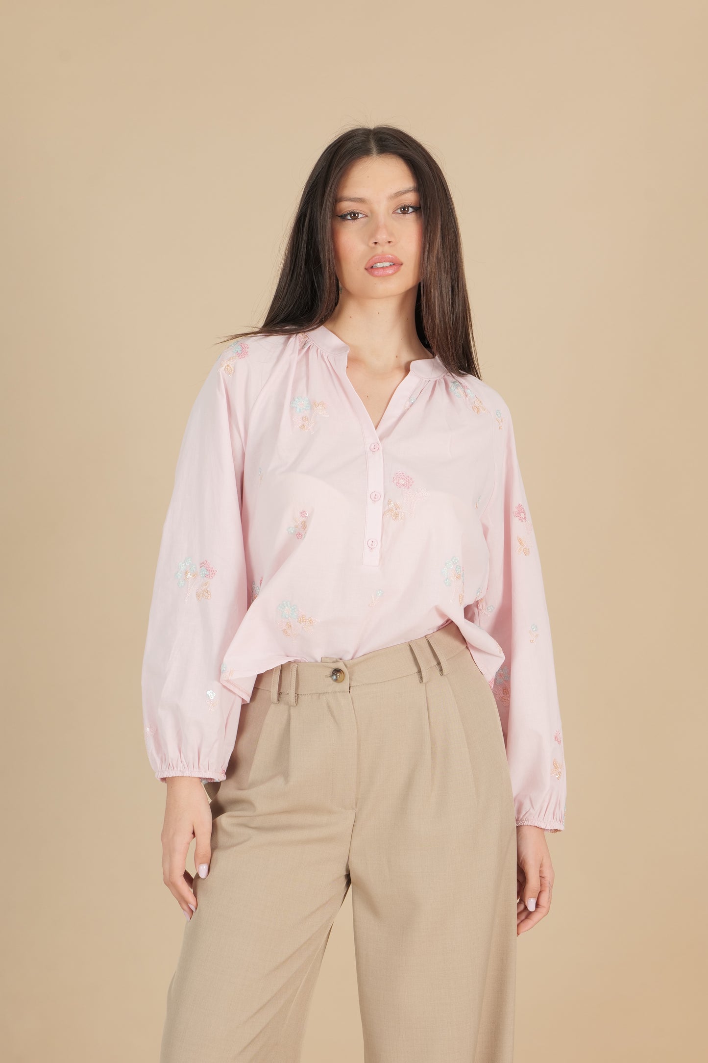 Camicia con ricamo paillettes