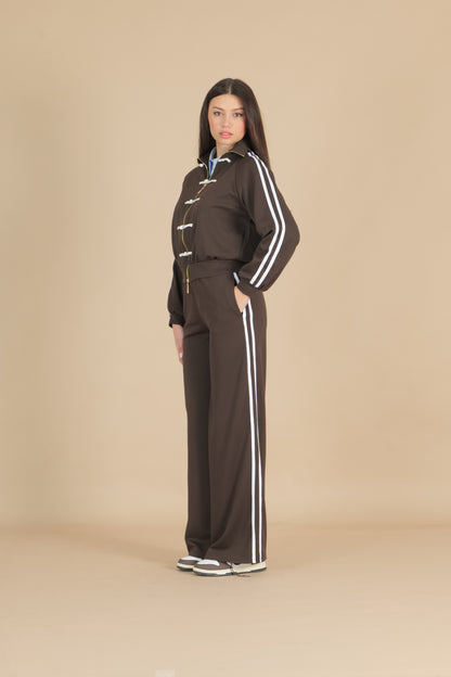 Felpa con zip e bottoni a nodo