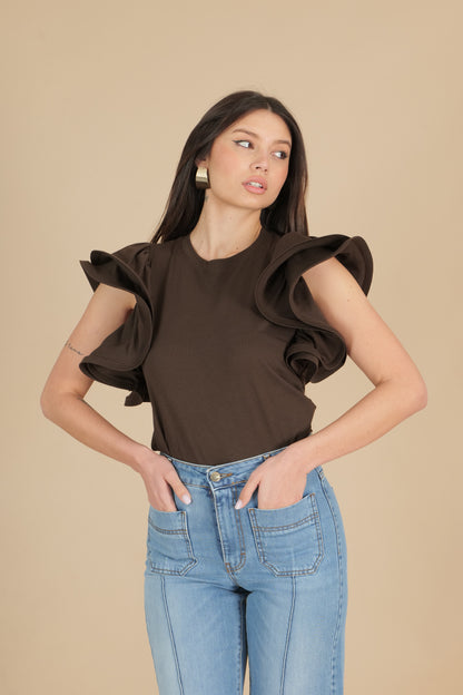 T-shirt con rouches
