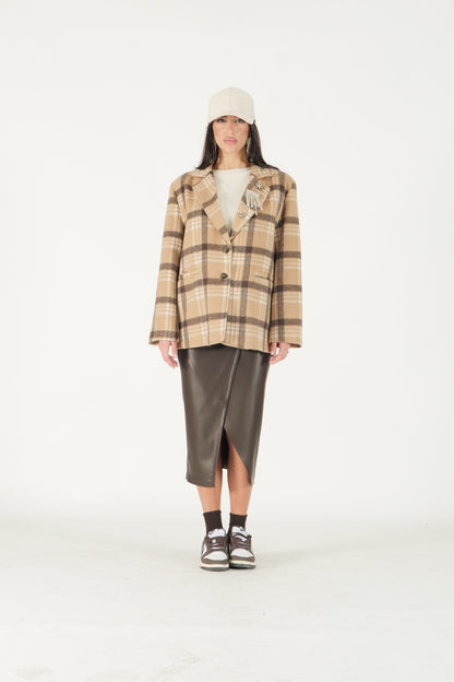 Blazer a quadri con applicazioni