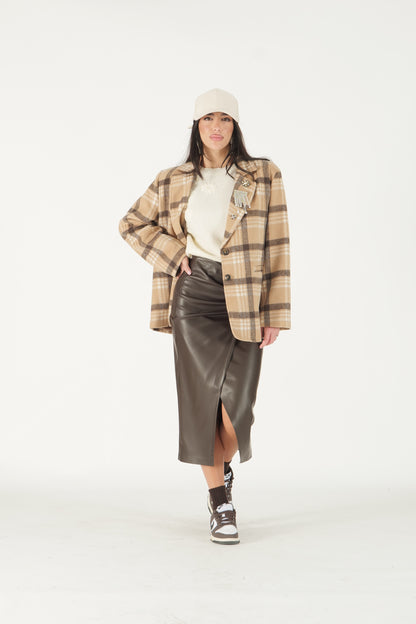 Blazer a quadri con applicazioni