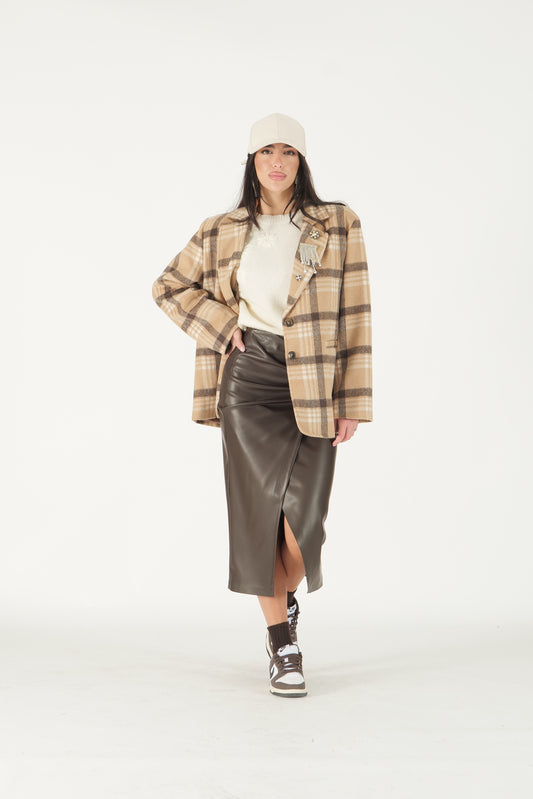 Blazer a quadri con applicazioni