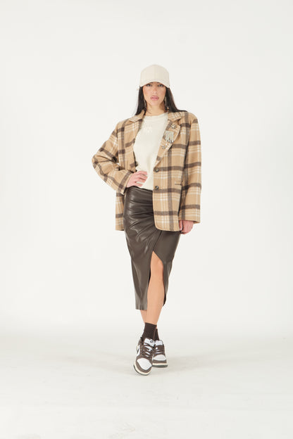 Blazer a quadri con applicazioni