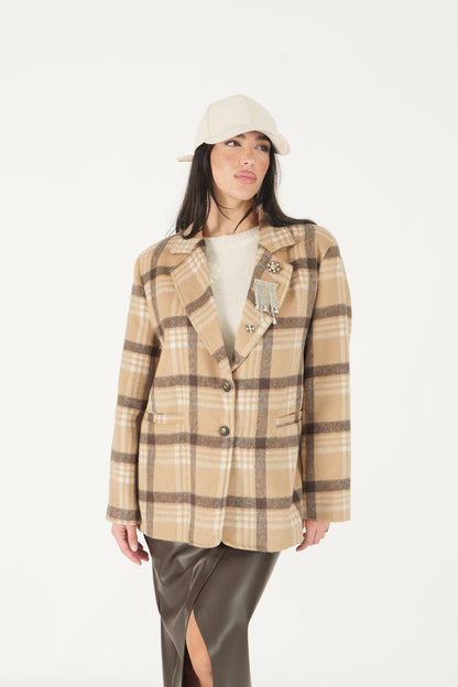 Blazer a quadri con applicazioni