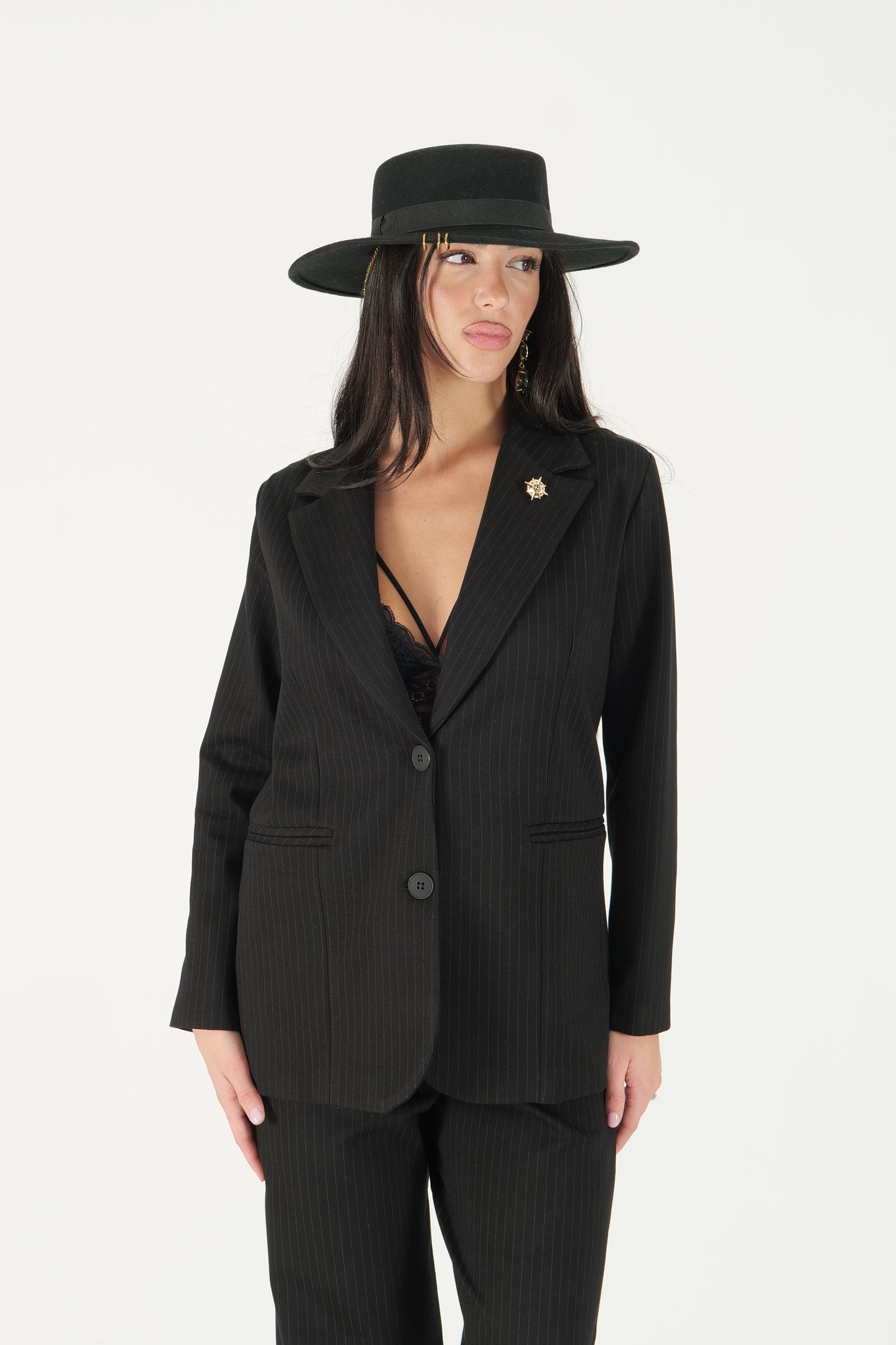 Giacca gessata monopetto