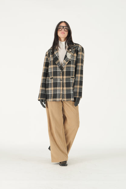 Blazer a quadri con applicazioni