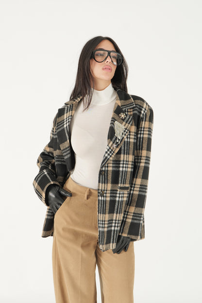 Blazer a quadri con applicazioni