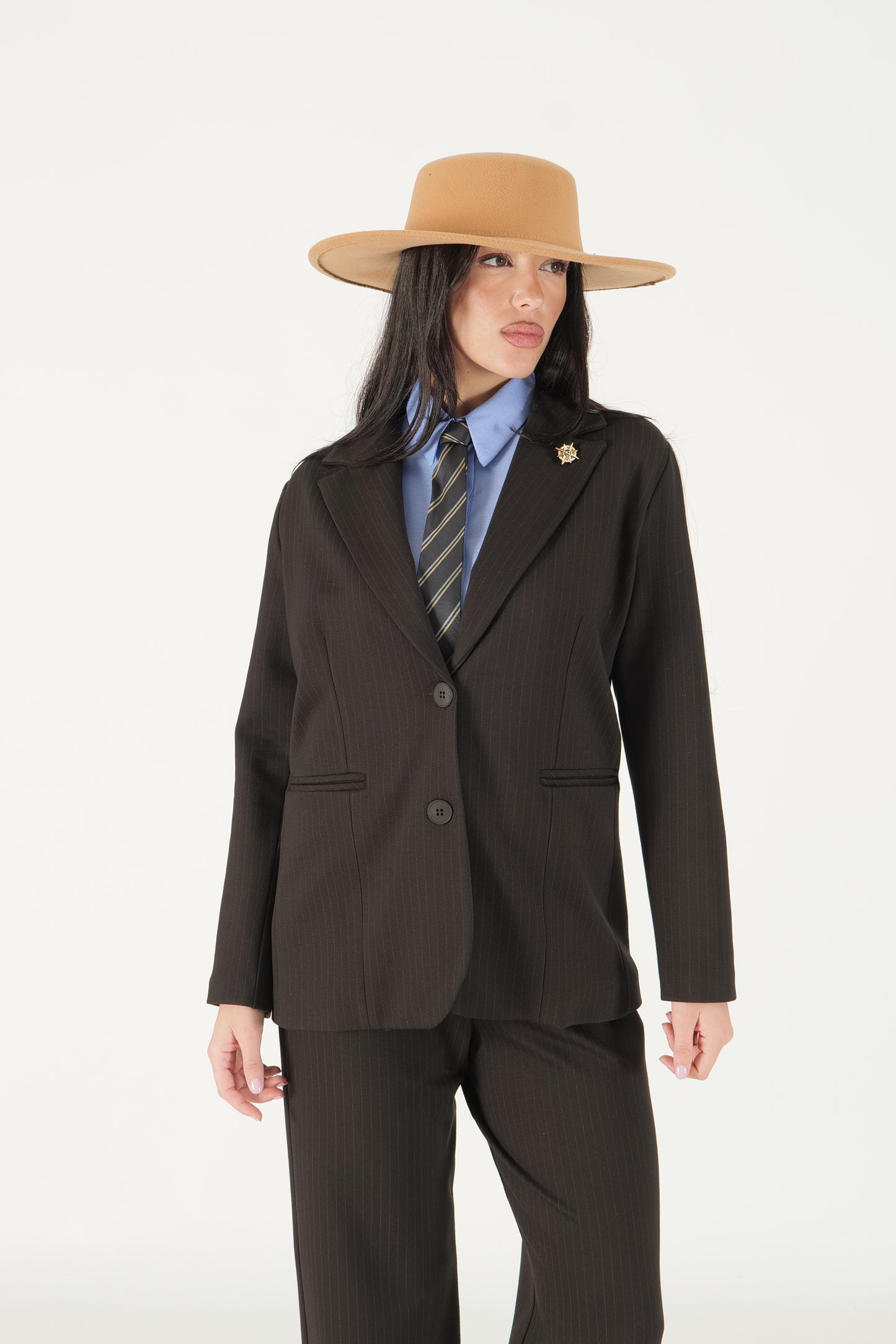 Giacca gessata monopetto