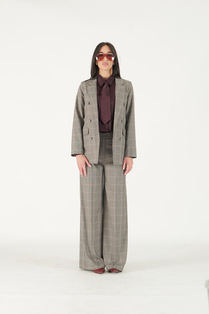 Giacca a quadri doppiopetto (bottoni decorativi)