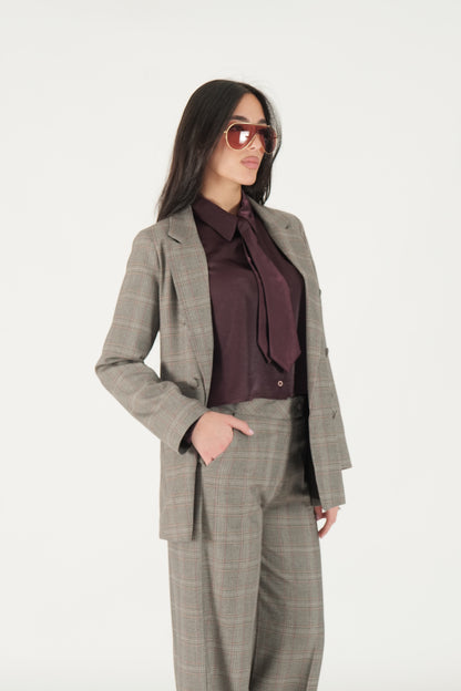 Giacca a quadri doppiopetto (bottoni decorativi)