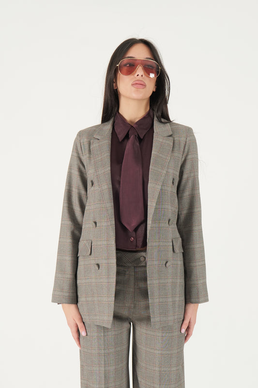 Giacca a quadri doppiopetto (bottoni decorativi)